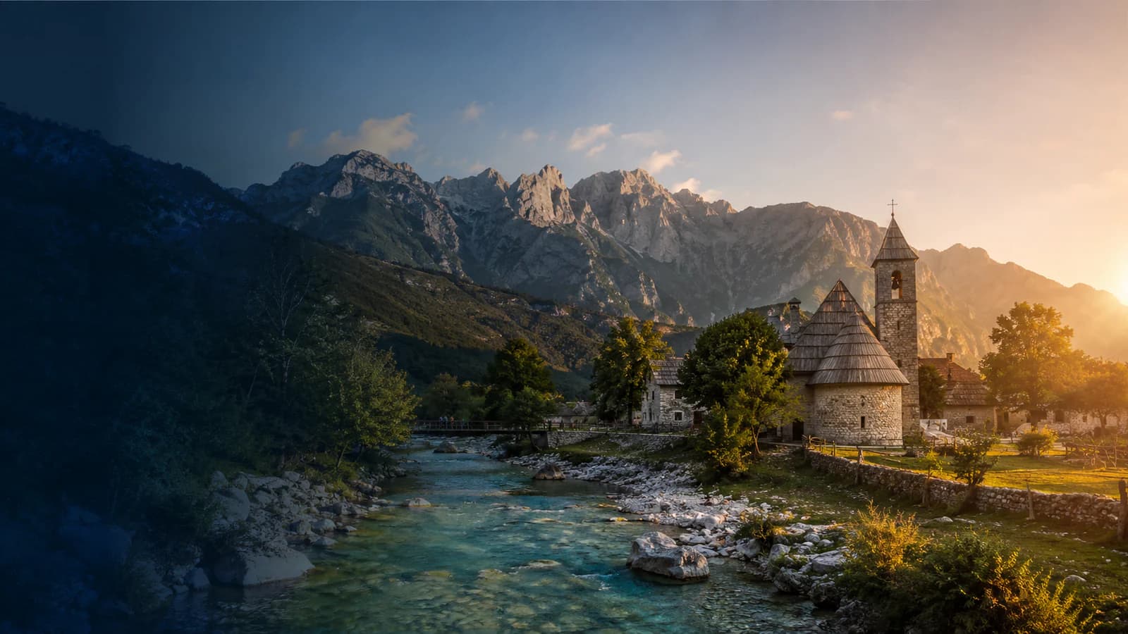 Cinematic TGPI country visual of Albania, highlighting its landscape, culture and contemporary identity.
