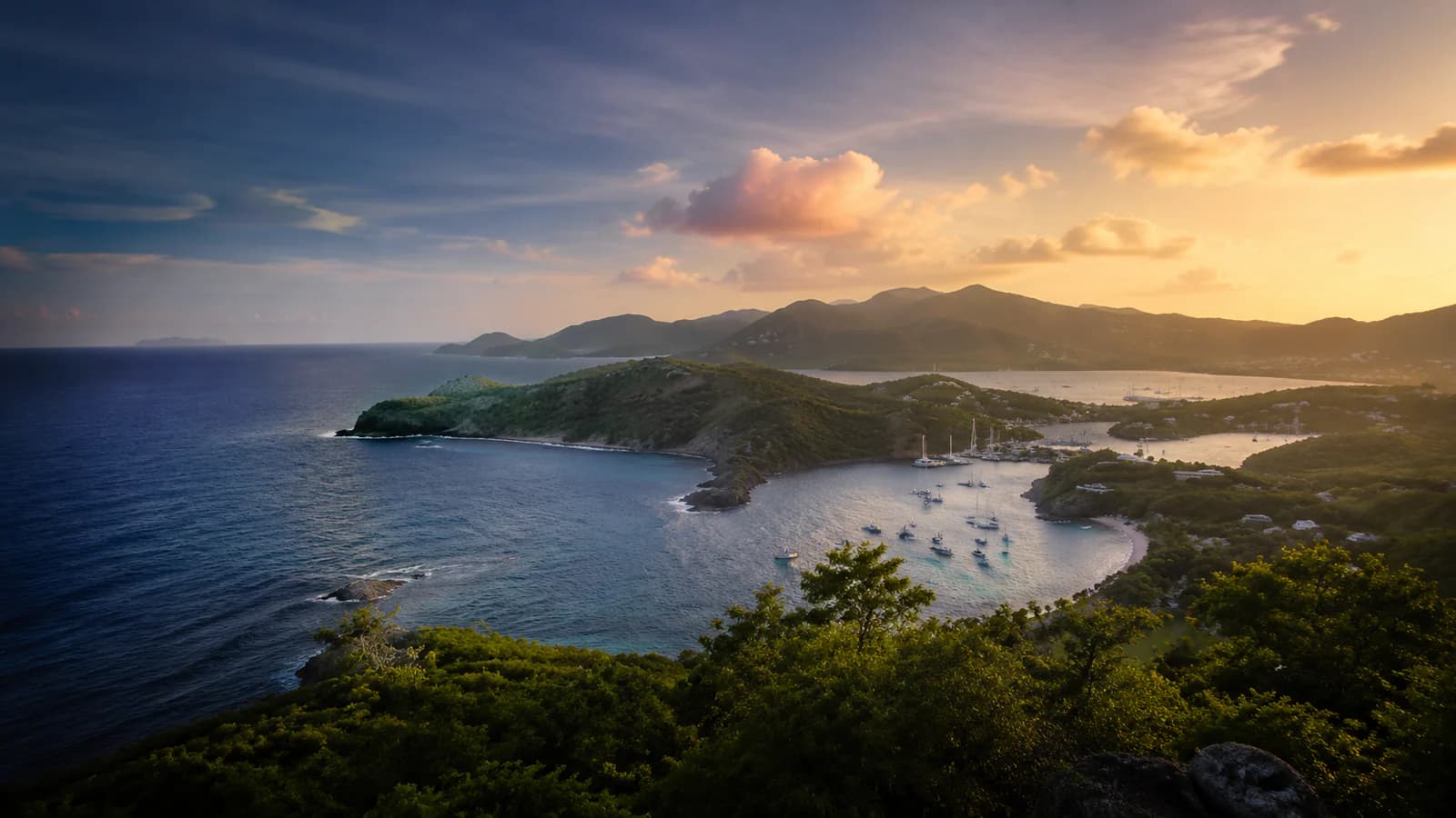 Cinematic TGPI country visual of Antigua and Barbuda, highlighting its landscape, culture and contemporary identity.