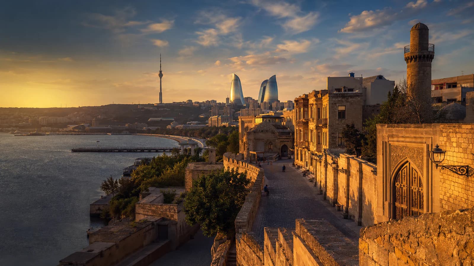 Cinematic TGPI country visual of Azerbaijan, highlighting its landscape, culture and contemporary identity.