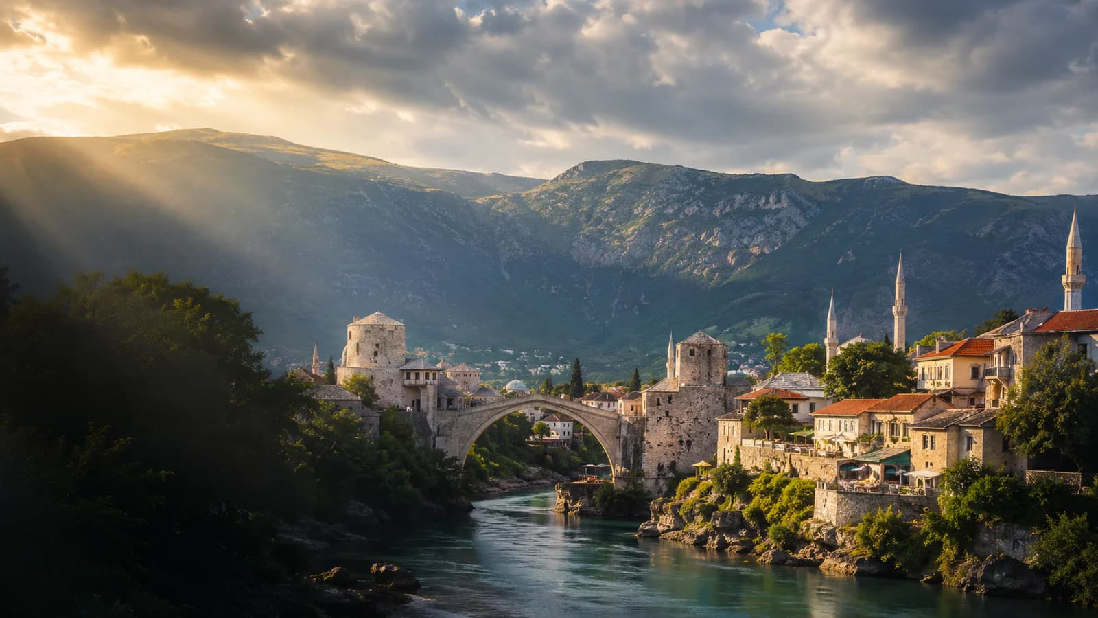 Cinematic TGPI country visual of Bosnia and Herzegovina, highlighting its landscape, culture and contemporary identity.