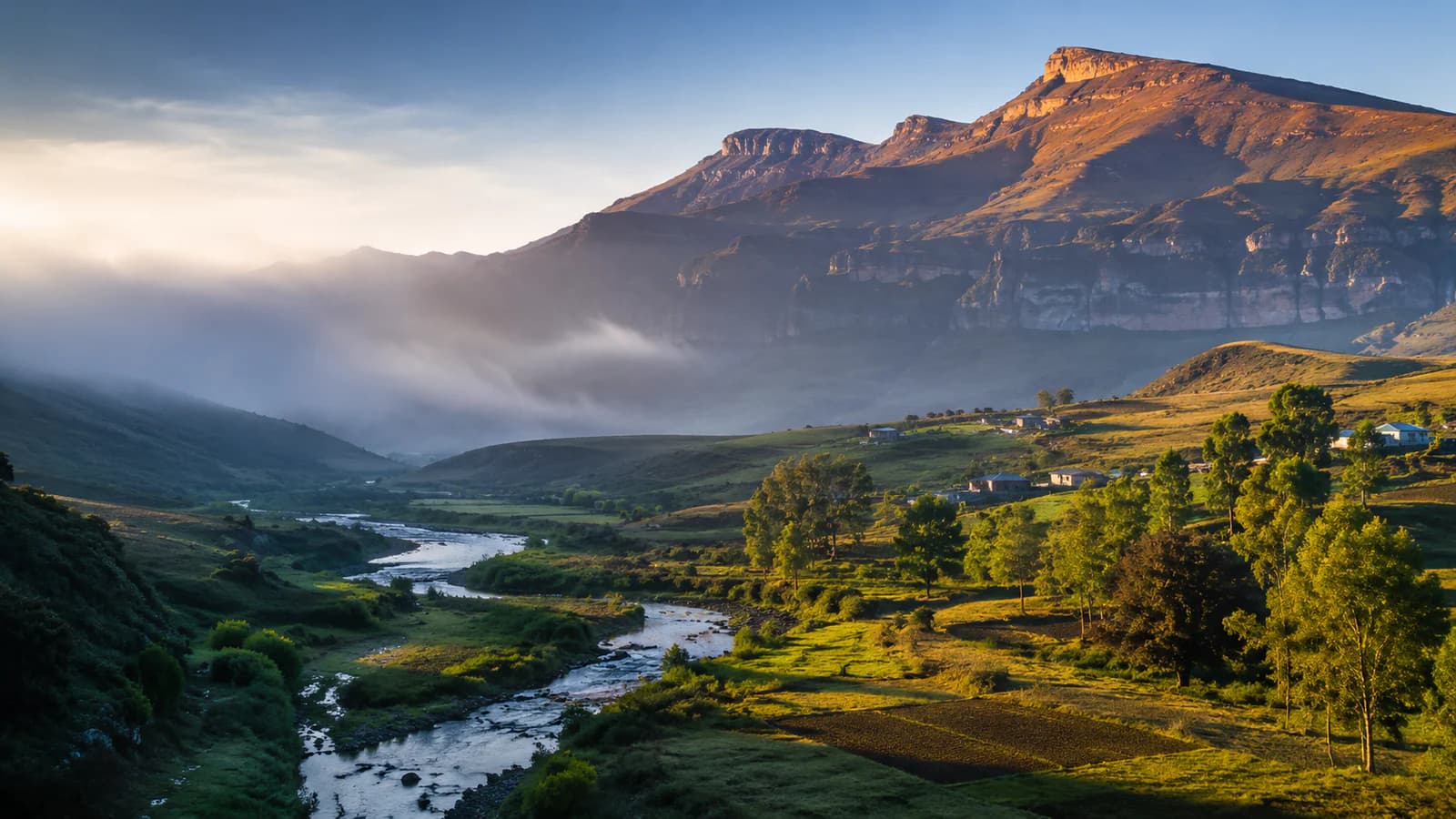 Cinematic TGPI country visual of Lesotho, highlighting its landscape, culture and contemporary identity.