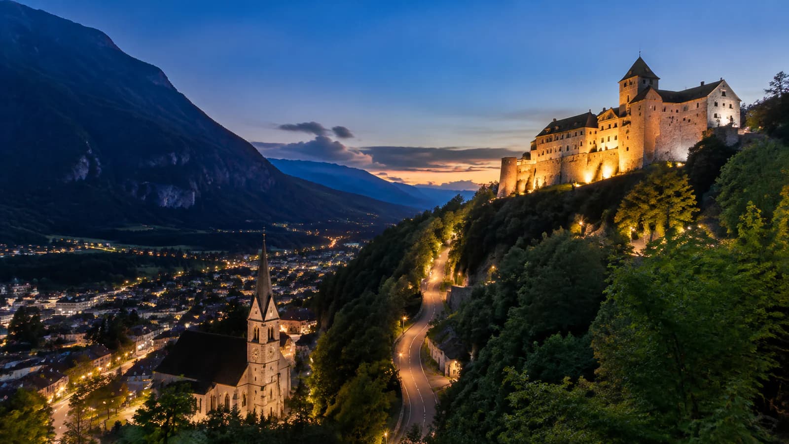 Cinematic TGPI country visual of Liechtenstein, highlighting its landscape, culture and contemporary identity.